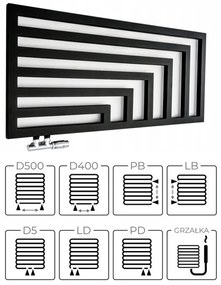 Regnis Kreon Zenit, futoelem 1200x550 mm, 630W, fekete matt, KZ120/55/BLACK/PD50