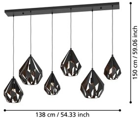 Eglo 43846 - Csillár zsinóron CARLTON 6xE27/40W/230V