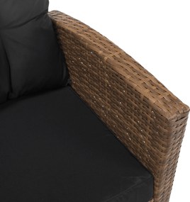 Kerti rattan szett, világosbarna/fekete, MADUL