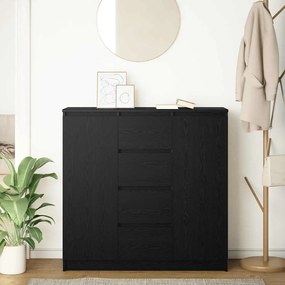 fekete tölgy szerelt fa tálalószekrény fiókos 100,5x35x98,5 cm