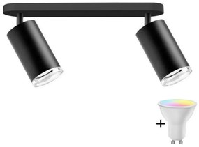 Polux LED RGBW fényerőszabályozható fürdőszobai spotlámpa TURYN 2xGU10/6,5W/230V IP44 fekete SA1914+AI1829