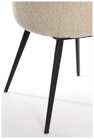 Krémszínű kárpitozott karfás étkezőfotel Leone – Light &amp; Living