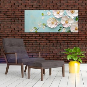Kép - Virágok kék háttéren (120x50 cm)