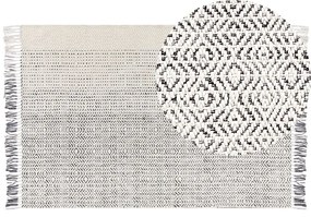 Fehér és szürke gyapjúszőnyeg 160 x 230 cm OMERLI Beliani