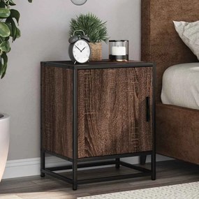 Éjjeliszekrények 2 db barna tölgy 40x31x50 cm műfából és fémből