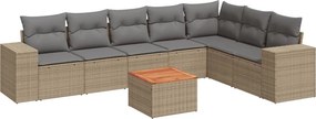 vidaXL 8 részes bézs polyrattan kerti ülőgarnitúra párnával