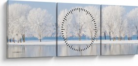 Egy kép egy téli tájról (órával) (90x30 cm)
