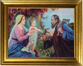 Szent Család Vallásos Kép Arany Díszített Keretben 30X40