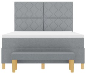 Box Spring Ágy Matracral és Padlóval Világosszürke 140x200 cm Szövet