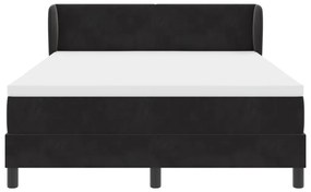 Boxspring Ágy Mattal Fekete 140x190 cm Bársony