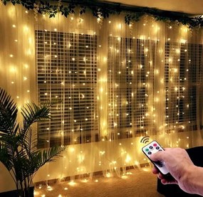 Fényfüggöny 300 Led 3x3m Fehér Meleg 300 Led Usb Távirányító akasztók