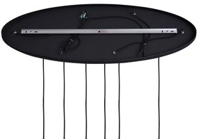 Art Deco függőlámpa fekete színben, ovális mennyezeti lappal és füstszínű üveggel, 6 ágú - Douglass