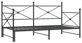 kihúzható kanapéágy matrac nélkül fekete 100x200 cm acél