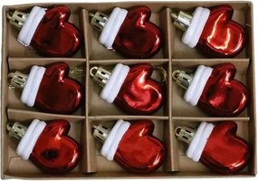 Karácsonyfadísz kesztyű piros-fehér 4,5cm Karácsonyi dekoráció 9 db