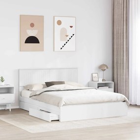 vidaXL Ágykeret fiókkal fejtámlával Fehér 150 x 200 cm Faanyag