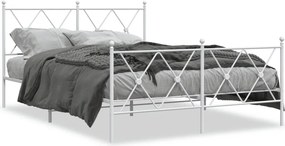 vidaXL fehér fém ágykeret fej- és lábtámlával 140 x 190 cm