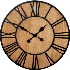 Falióra – 60 cm átmérő, fém és MDF kőris furnérral