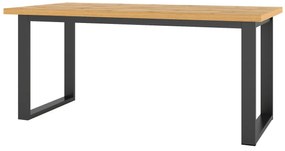 Asztal Austin K109Fekete, Wotan tölgy, 76x90x170cm, Hosszabbíthatóság, Laminált forgácslap, Fém
