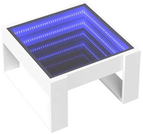 fehér végtelen hatású LED-es dohányzóasztal 50 x 53 x 30 cm