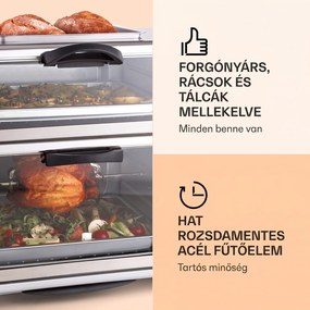 OneConcept All-You-Can-Eat, dupla mini sütő grill-lemezzel, 42 L, 2350 W