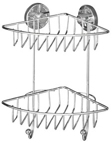 WENKO 20888100 - VACUUM-LOC kerek acél sarokpolc, 22,5 x 29,5 cm, fényes króm