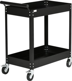 DURHAND Műhelytargonca 2 Szinten, Üres Szerszámtargonca, Szállítótargonca, Oldalsó Fogantyú, 4 Kerék, Acél, Akár 150 kg Teherbírás, 84,5 x 38 x 84 cm,