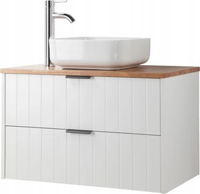 Houseland Velora fali mosdószekrény munkalappal 80 cm fehér/tölgy