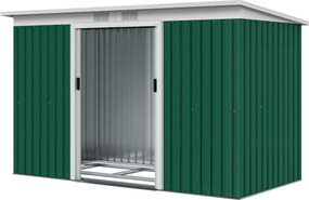 Outsunny Fém Szerszámtároló 6.3m³ 280x130x172cm Eszköztároló Penta Tetővel Csúszóajtóval Időjárásálló Kerti Sátor Kültéri Kerti Tároló Szekrény Udvari