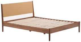 Sötétbarna franciaágy ágyráccsal 160x200 cm Elan – Kave Home