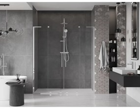 Mexen Velar L Duo, tolózuhanyajtó nyitáshoz 180 cm, 8 mm átlátszó üveg, króm, 871-180-003-02-01