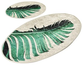 Zöld-bézs fürdőszobai kilépő szett 2 db-os 60x100 cm Floret – Foutastic