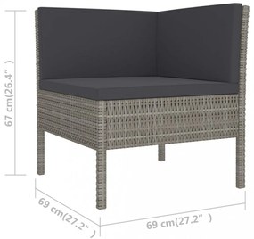 6 részes szürke polyrattan kerti ülőgarnitúra párnákkal