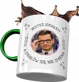 Bögre Zöld Mateusz Morawiecki Premier Ajándék Nyomtatott Fotóval