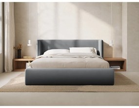 Szürke kárpitozott ágyneműtartós franciaágy ágyráccsal 200x200 cm Jason – Windsor &amp; Co Sofas