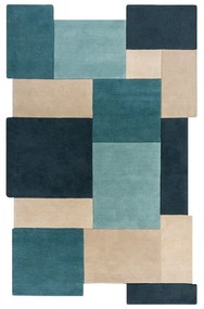 Kék-bézs gyapjú szőnyeg 240x150 cm Abstract Collage - Flair Rugs