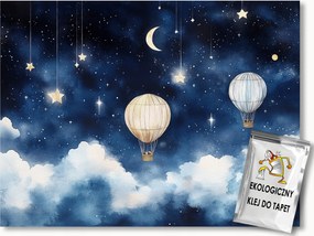 Fotótapéta Flizelina Éjszaka Ég Felhők Hold Csillagok Lufi 200x140 ragasztó