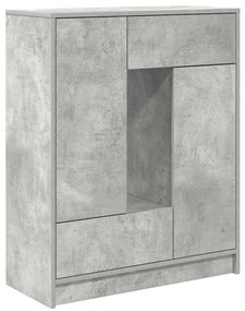 betonszürke komód fiókokkal és ajtókkal 73x31x90 cm