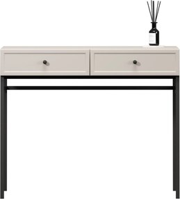 Lorini konzolasztal / toalettasztal 100 cm - kasmír / fekete fogantyúk / fém lábak