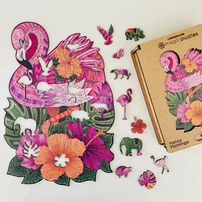Díszes flamingó fa puzzle