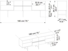 TV Asztal DERIN 64,7x180 cm fehér