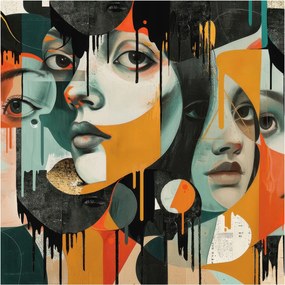 Fotótapéta Flizelin Fal a Hálószobába Színes arcok 250x250 Ragasztó