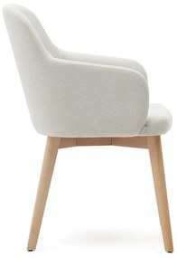 Krémszínű kárpitozott karfás étkezőfotel Nelida – Kave Home