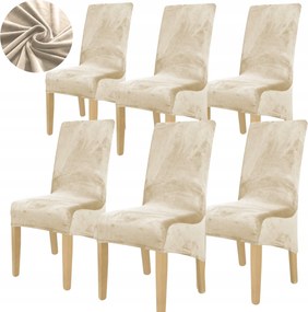 6 Db Székhuzat XL Kasmír Bézs Velúr Rugalmas Ferde