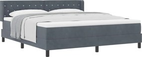 vidaXL Boxrugós ágy matracmal Sötétszürke 200 x 180 cm Poliészter