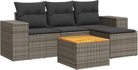 vidaXL 5 részes szürke polyrattan kerti ülőgarnitúra párnákkal
