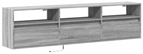 szürke sonoma színű fali TV-szekrény LED-del 180 x 31 x 45 cm
