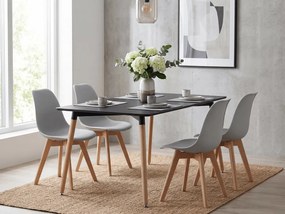 Étkezőgarnitúra 1 + 4, fekete ADRIA asztal 120x80 cm + szürke KITO szék