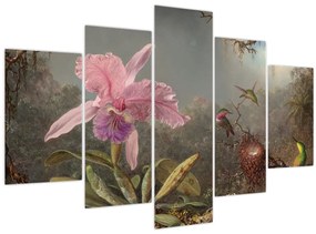 Kép - Martin Johnson Heade, Cattleya Orchid and Three Hummingbirds, reprodukciók (150x105 cm)