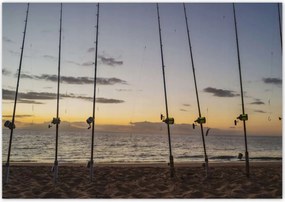 Poszterek 100x70 Kilátás az álló horgászbotokra