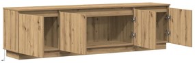 TV Szekrény LED Fénnyel Kézműves Tölgy 180x38x49 cm Rétegelt Lemez